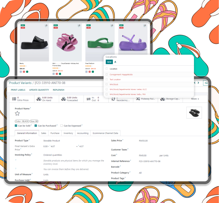 odoo modules for footwear ecommerce