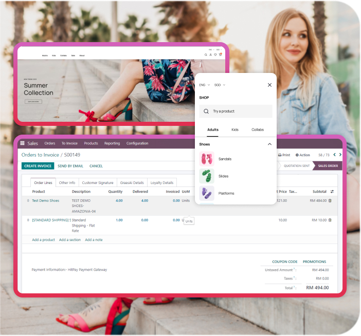 odoo modules for footwear ecommerce