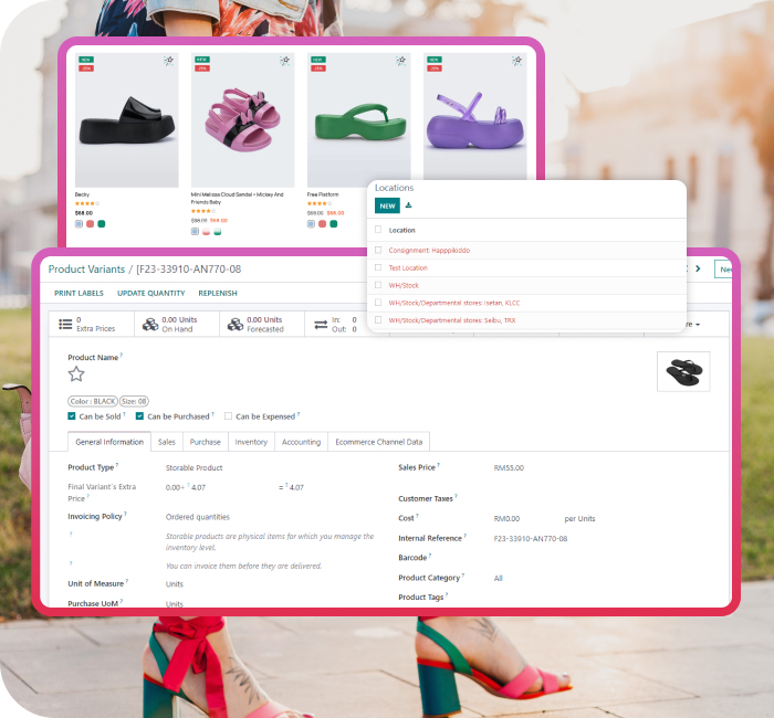 odoo modules for footwear ecommerce